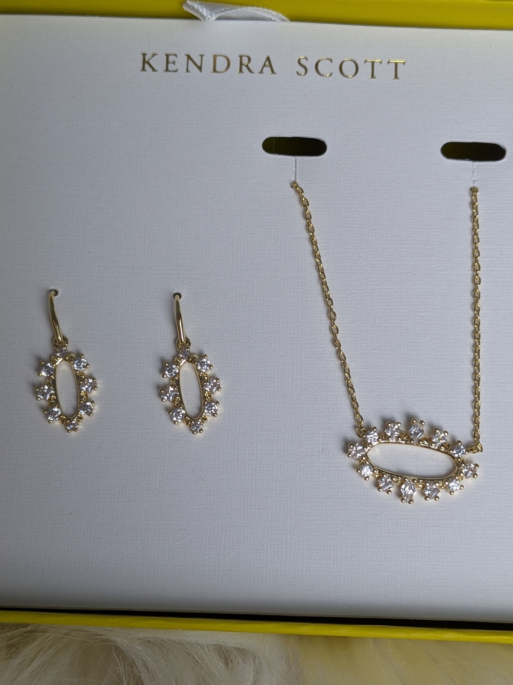 Kendra Scott Gold Crystal Oval Necklace and Earring Set - Picture 2 of 4